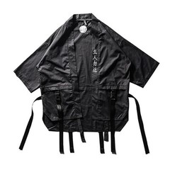 MFCT Men’s Japanese Kanji Streetwear Kimono Cardigan Loose Samurai T-Shirt