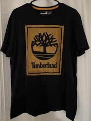 Timberland Men’s Logo Graphic Black Brown Cotton T-Shirt Large Short Sleeve top