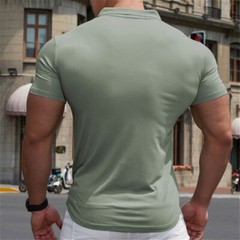 Mens Gym Short Sleeve High Stretch Bodybuilding Tops Muscle Sports T-shirt Basic
