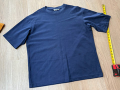 Uniqlo U AIRism Cotton Oversized T-Shirt Blue Gray Large Relaxed Fit 5708