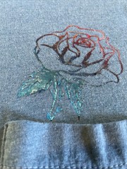 VTG 90’s Blue Womens pocket T-shirt, crewneck, rose themed, medium