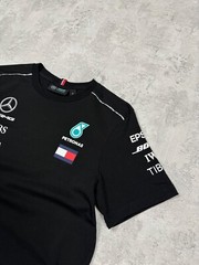 Mercedes AMG Petronas F1 Black Short Sleeve Big Logo T-Shirt Size S