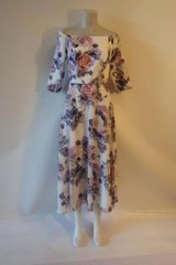 *Womens Veromia Occasions White Purple Off Shoulder Floral Maxi Dress 12