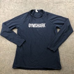 Gymshark Shirt Men Small Blue Long Sleeve Spell Out Casual Logo *