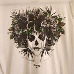 Billabong Men’s Size X-Small Black/White Flower Crown Skull T-shirt New