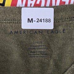 American Eagle Outfitters Men Shirt L/G/G Olive Green Globe Graphic Tee Logo