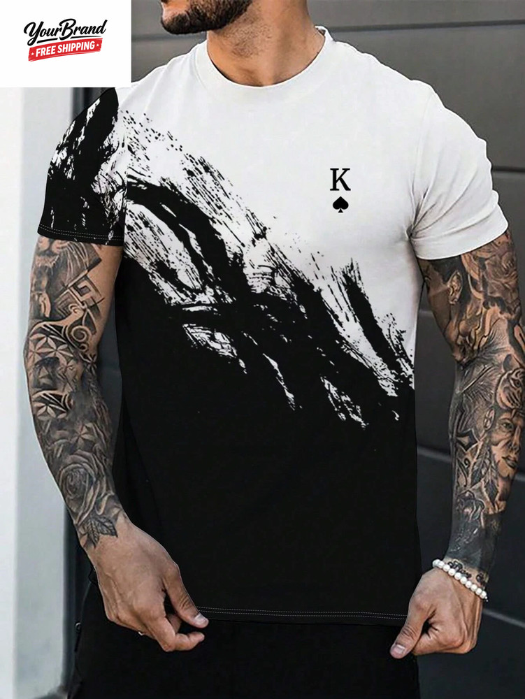 Fashion Gradient Color 3D Print Men’S T-Shirts Daily Men’S O-Neck Short Sleeve T