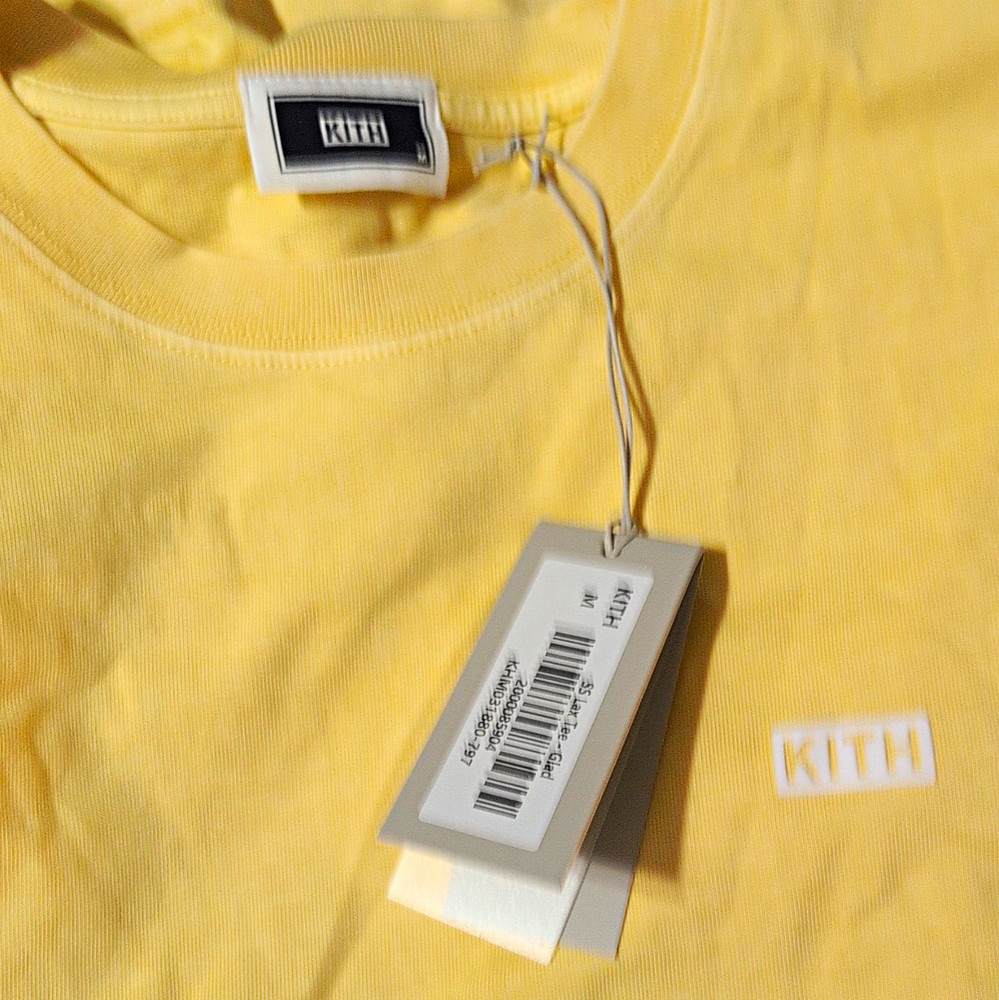 KITH Men’s Yellow Solid Logo Crew Neck Short Sleeve T-Shirt Size M