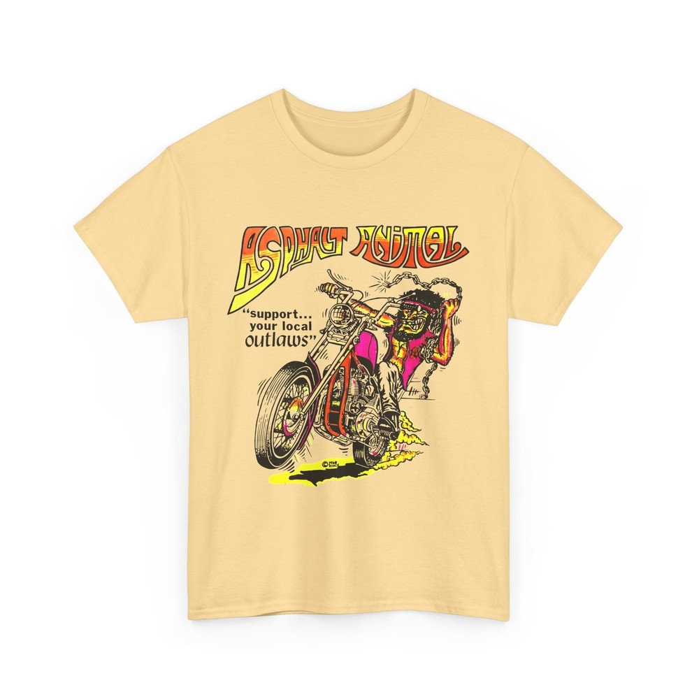 vintage 1967 asphalt animal outlaw mototcycle graphic reproduction tshirt