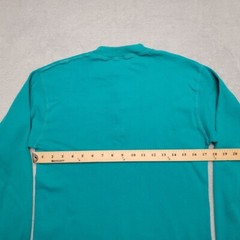 Vintage Henley Shirt Mens Small Green Ribbed Classic Long Sleeve Pullover Retro