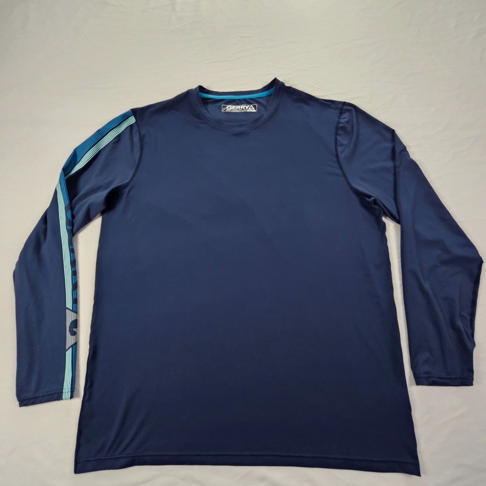 Gerry Blue Long Sleeve Polyester Spandex Performance T-Shirt Men’s 2XL