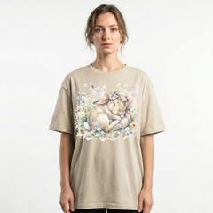 Cute Easter Bunny Floral Watercolor Spring T-Shirt Animal Pastel Holiday Tee