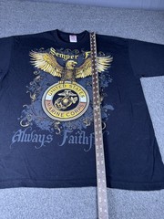 US Marine Corps Semper Fi Shirt Mens XL Black Bayside Always Faithful Tee