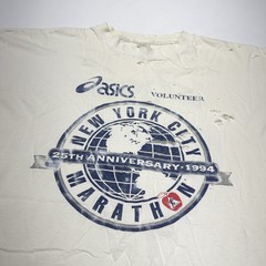 Vtg 1994 Asics NYC Marathon 25th Anniversary Volunteer Distressed Mens Shirt 2XL