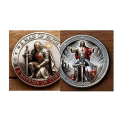 A Man of Faith-A Warrior of Christ Commemorative Coin,Jesus Challenge Coins TL