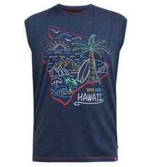 D555 Mens Hawaii Printed Sleeveless T-Shirt Vest Blue S M L XL XXL (601520-R)
