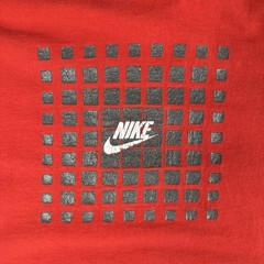 Vtg Nike Shirt Mens L Red Double Sided Spellout Logo T-Shirt Silver Tag Y2K