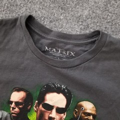 Matrix Men Graphic T-Shirt Large Gray Short Sleeve 100% Cotton Crew Neck Stretch