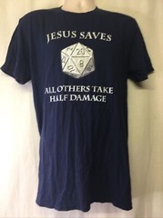 Anvil Lightweight Men’s Short Sleeve Crew Neck “Jesus Saves” Navy Shirt Size L