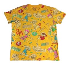 90s Nickelodeon Yellow Skateboarding T-Shirt Large Chest 22in Length 28in .