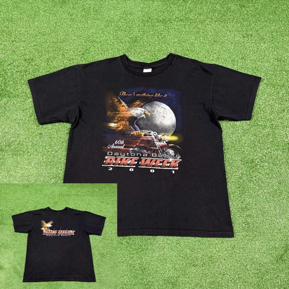 Vintage 2001 Bike Week Daytona Beach Motorcycle Biker Black T-Shirt Men’s XL
