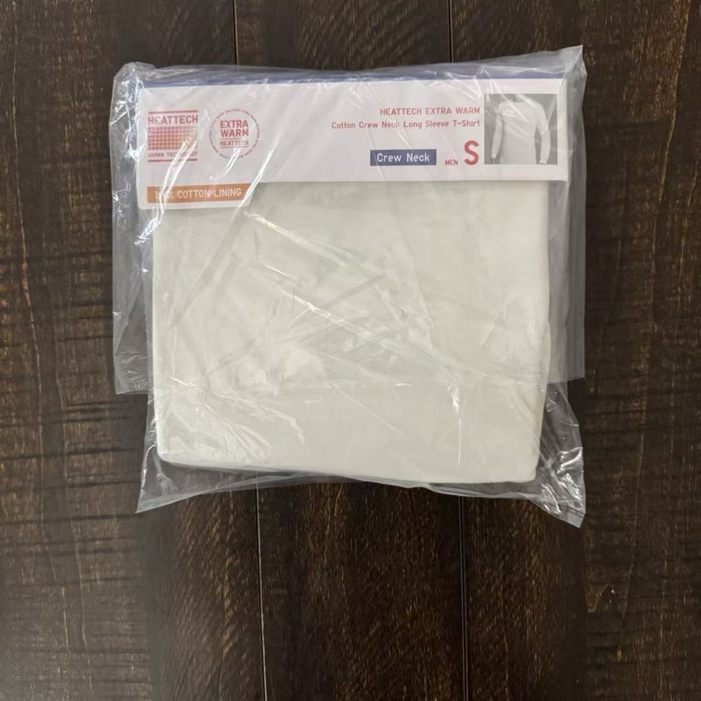Uniqlo Heattech Extra Warm Cotton Crewneck Heat Tech T-Shirt White Size S