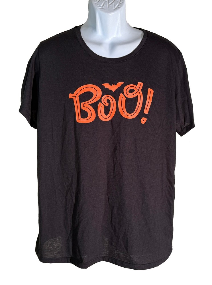 Way To Celebrate BOO Halloween Short Sleeve Crew Neck Black T-Shirt 2XL