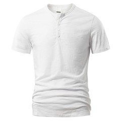 Camiseta Hombre Casual Verano Alta Calidad Manga Corta Cuello Henry Moda Básica