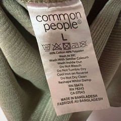 Common People Mens Ottomon Woven Shirt Top Crew Neck LARGE Sage Green