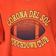 Vintage Football Touchdown Club T-Shirt Mens Large Orange SS JERZEES Made in USA