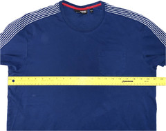 Murano Liquid Men’s Luxury T-Shirt Blue Short Stripes Sleeves 100% Cotton Size L