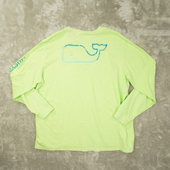Vineyard Vines Long Sleeve Pocket Tee Men’s XXL Green Neon Graphic Burgee Whale