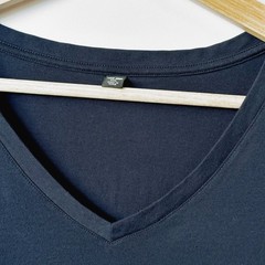 Uniqlo Mens T Shirt XXL Navy V Neck Short Sleeve Cotton Casual Basic Tee