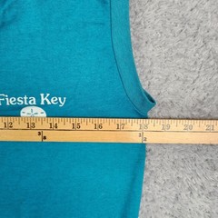Vintage Fiesta Key Shirt Mens Medium Blue Sleeveless Diamond Florida Beach 70s
