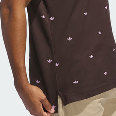 NEW MENS ADIDAS ORIGINALS MONOGRAM TREFOIL POLO SHIRT ~LARGE #JX9265 BROWN PINK