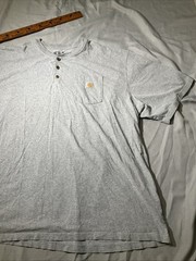 Carhartt Shirt Mens 4XL XXXXL Gray Loose Fit Henley Normcore Logo Tee Work Wear