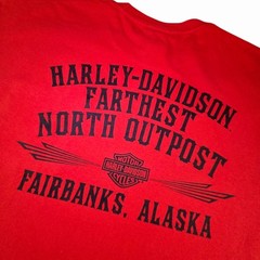 Harley Davidson T Shirt Mens XL Red Fairbanks Alaska Northern Most Outpost