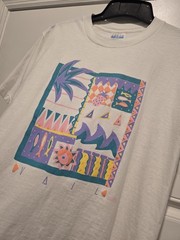 Vintage Vail Shirt Single-Stitch Art Large 90s Puff Print Colorful Fresh Produce