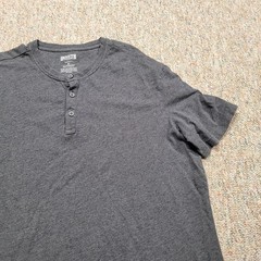 Duluth Trading Co Shirt Mens XL Gray Henley Organic Cotton Short Sleeve Work