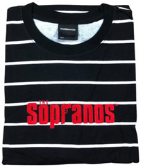 The Sopranos TONY HBO TV Show Men BLACK Striped Embroided T-Shirt XS S M L XL 2X