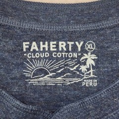 Faherty Cloud Cotton Henley Mens XL Navy Blue Heather l/s Raglan Shirt Pima