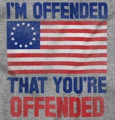 Offended Youre Offended Betsy Ross USA Flag Womens or Mens Crewneck T Shirt Tee