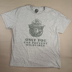 Smokey Bear T Shirt Official Licensed, Gray XL Retro Graphic Tee, Forest Service