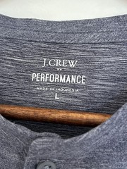 J Crew Mens Performance Henley Shirt Large Gray Lightweight Stretch Casual Tee