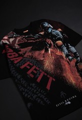 Civil Regime Boba Fett Graphic Print Black Cotton Crew Neck T-Shirt Size M