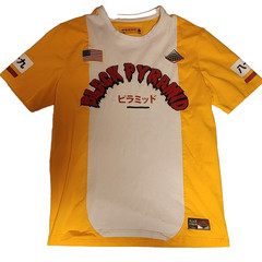 Black Pyramid Chris Brown Jersey T-Shirt Yellow White Japanese Patch Men’s Large