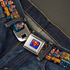 Seatbelt Belt – SUPERMAN Action Blocks Red/Blue – 1.0″ Wide – 20-36 Inches in…