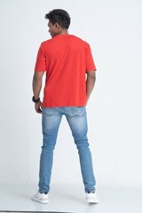 NWT Cotton Crew Neck Oversized Unisex T-Shirts Color Red Size S, M, L, XL, XXL