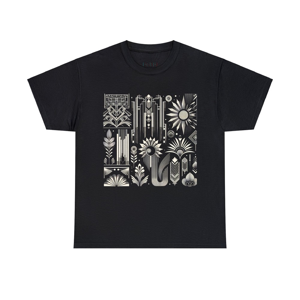 Unisex Adult T Shirt Designer Monochrome Art Deco Pattern Geometric Vintage Vibe