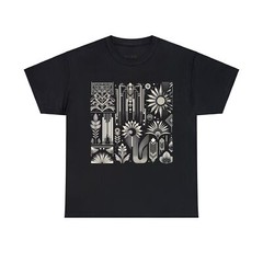 Unisex Adult T Shirt Designer Monochrome Art Deco Pattern Geometric Vintage Vibe